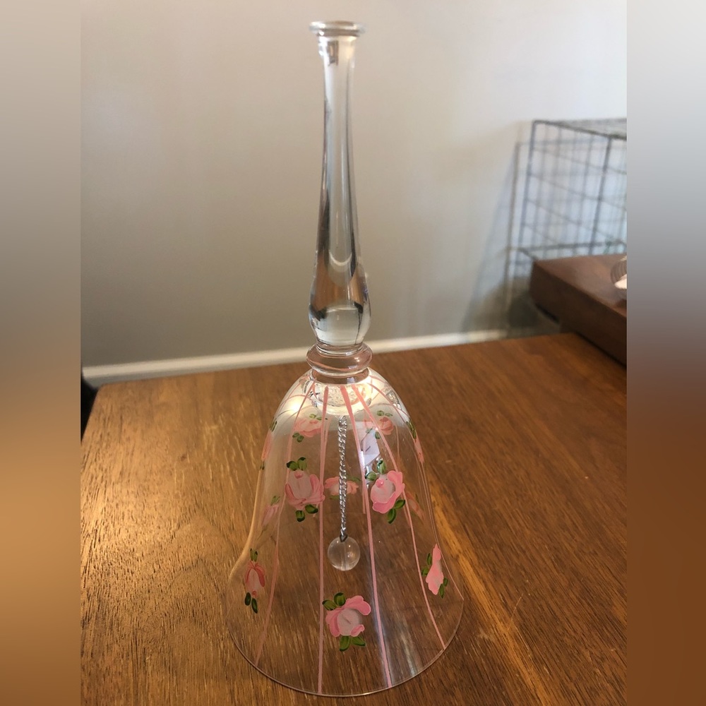 Glass Bell | Hand Painted | Pink Roses